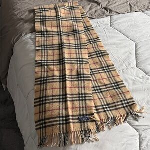 Burberry Tan and Black Plaid Scarf
